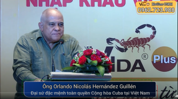 Đại sứ đặc mệnh toàn quyền Cuba phát biểu trong Lễ ra mắt sản phẩm mới VIDA PLUS