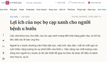 Lợi ích của nọc bọ cạp xanh cho người bệnh u bướu - Trích Vnexpress