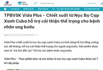 TPBVSK Vida Plus - Chiết xuất từ Nọc Bọ Cạp Xanh Cuba hỗ trợ cải thiện thể trạng cho bệnh nhân ung bướu