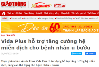 TPBVSK Vida Plus hỗ trợ tăng cường hệ miễn dịch cho bệnh nhân u bướu
